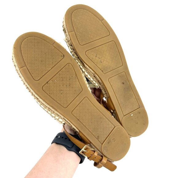 Tory Burch Stretch-Canvas Espadrille Sandal Awning‎ Ivory/Blue Size 8.5 - Picture 10 of 12